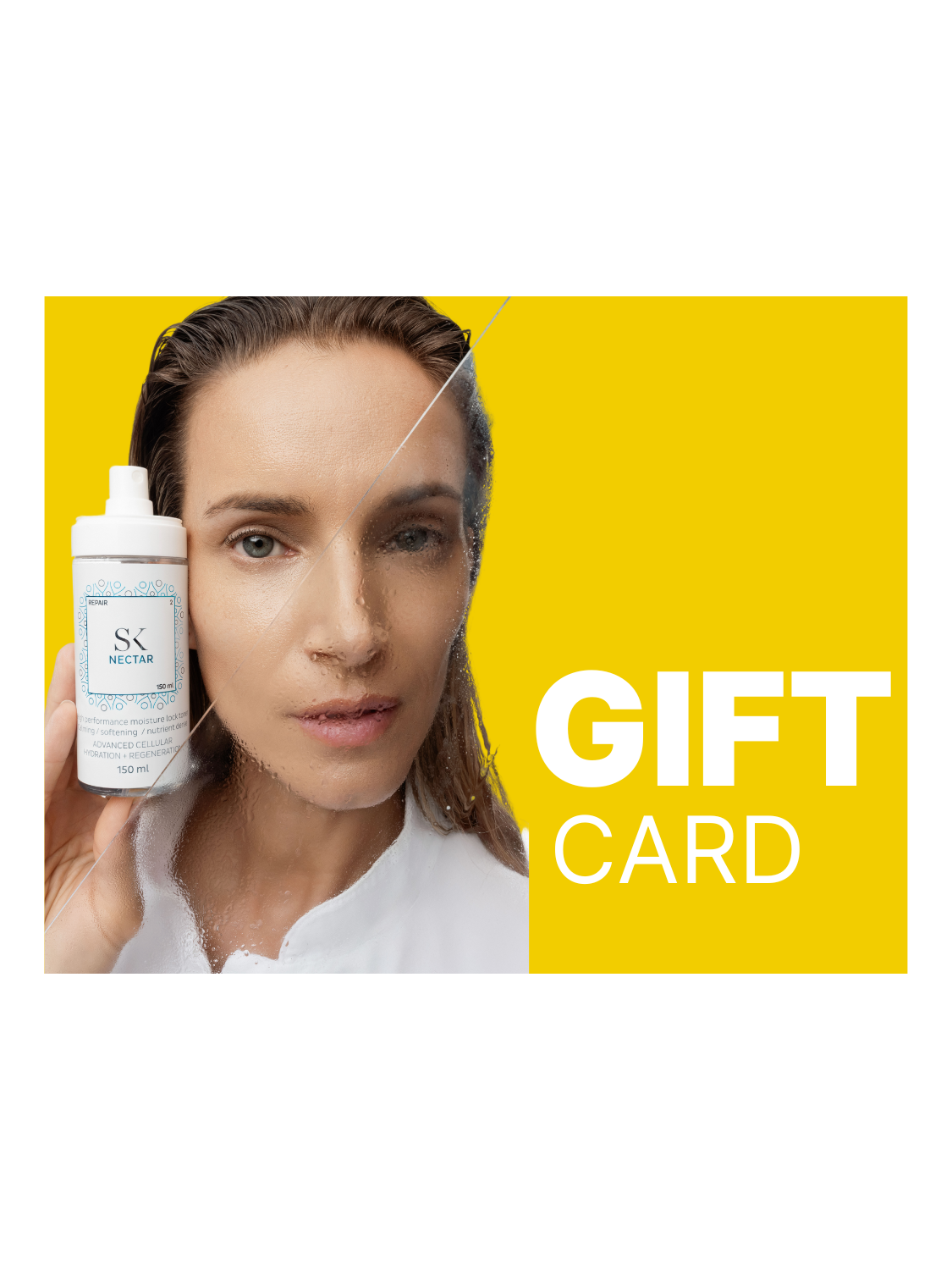 Poklon kartica prikaza žene koja drži Skintegra Nectar